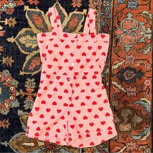 Bonton Heart Print Pink Kids Romper
